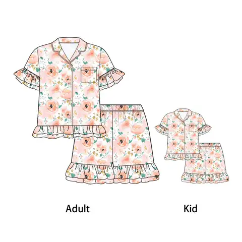 Direct Leading Wholesale Summer Custom Print Short Sleeve Sleepwear Toddler Boutique Clothing 100 Cotton Bamboo Pajamas Baby Clothing Sets OEM China